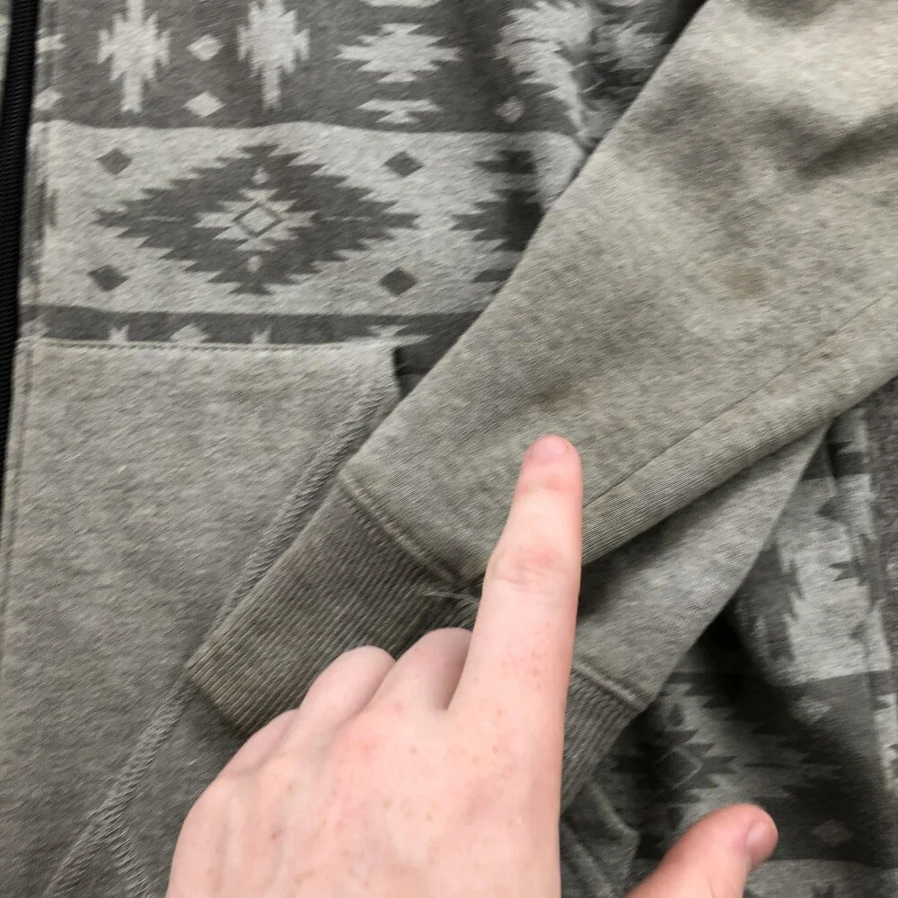 Volcom Hoodie Mens Large Gray Aztec Fleece Full Zip Sweatshirt Pockets Geometric - Picture 6 of 12